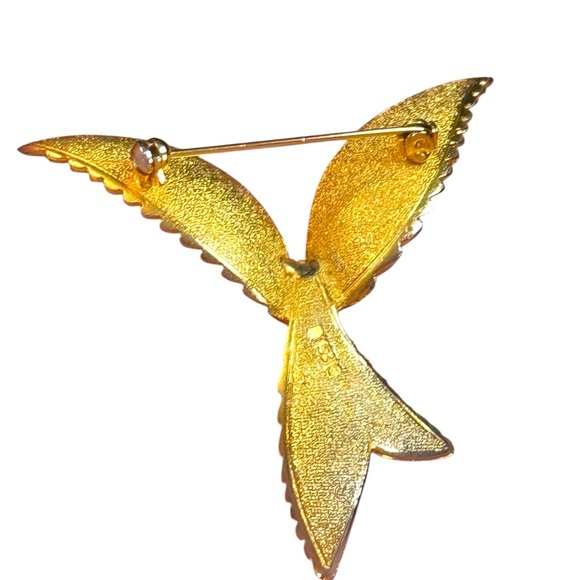 Vintage brushed gold tone Bird brooch fancy - Picture 2 of 5